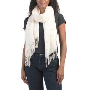 JESSICA MCCLINTOCK Ivory All Over Multi Faux Pearl Brushed Scarf